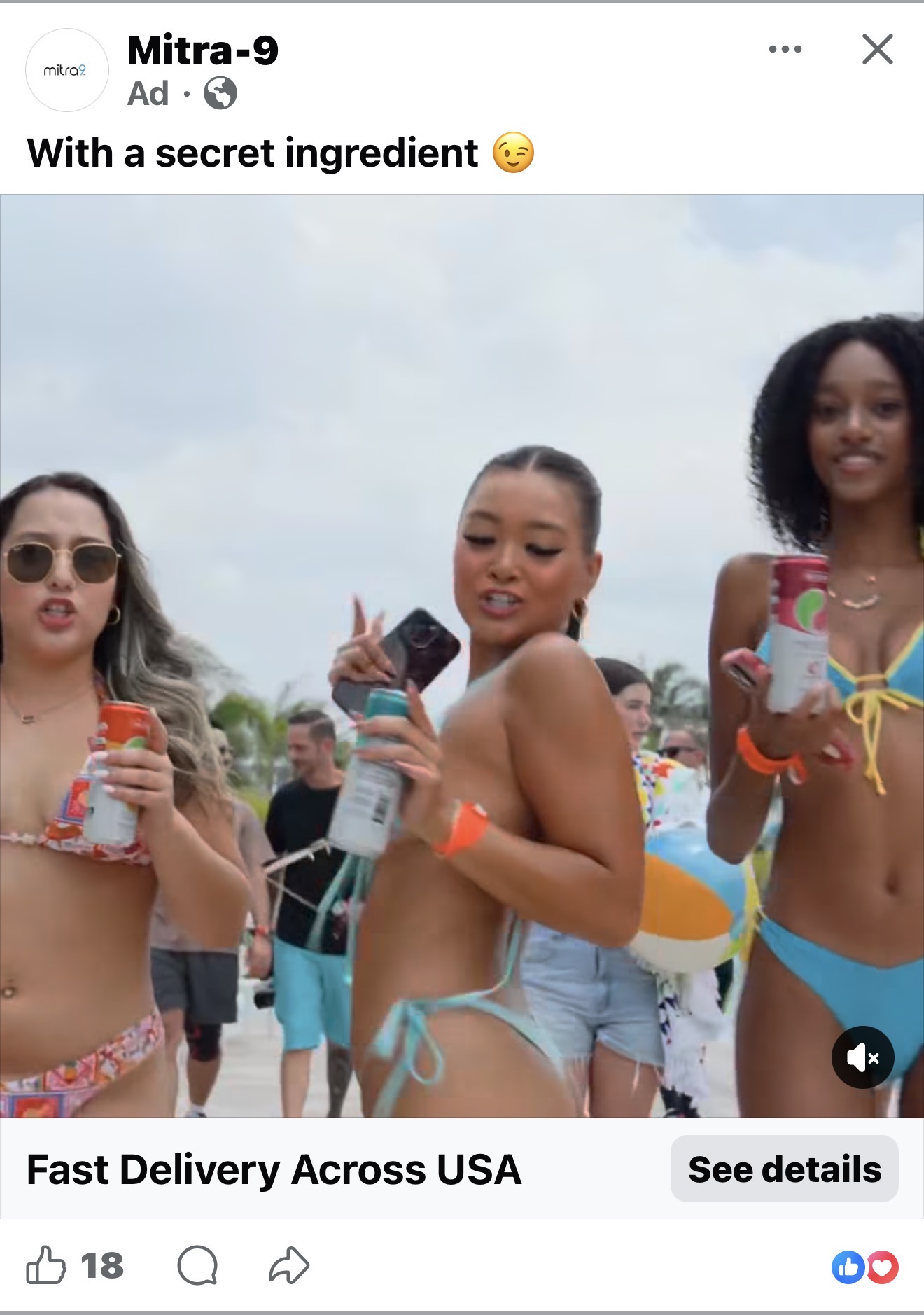 Social media advertisement with young women and secret ingredient headline