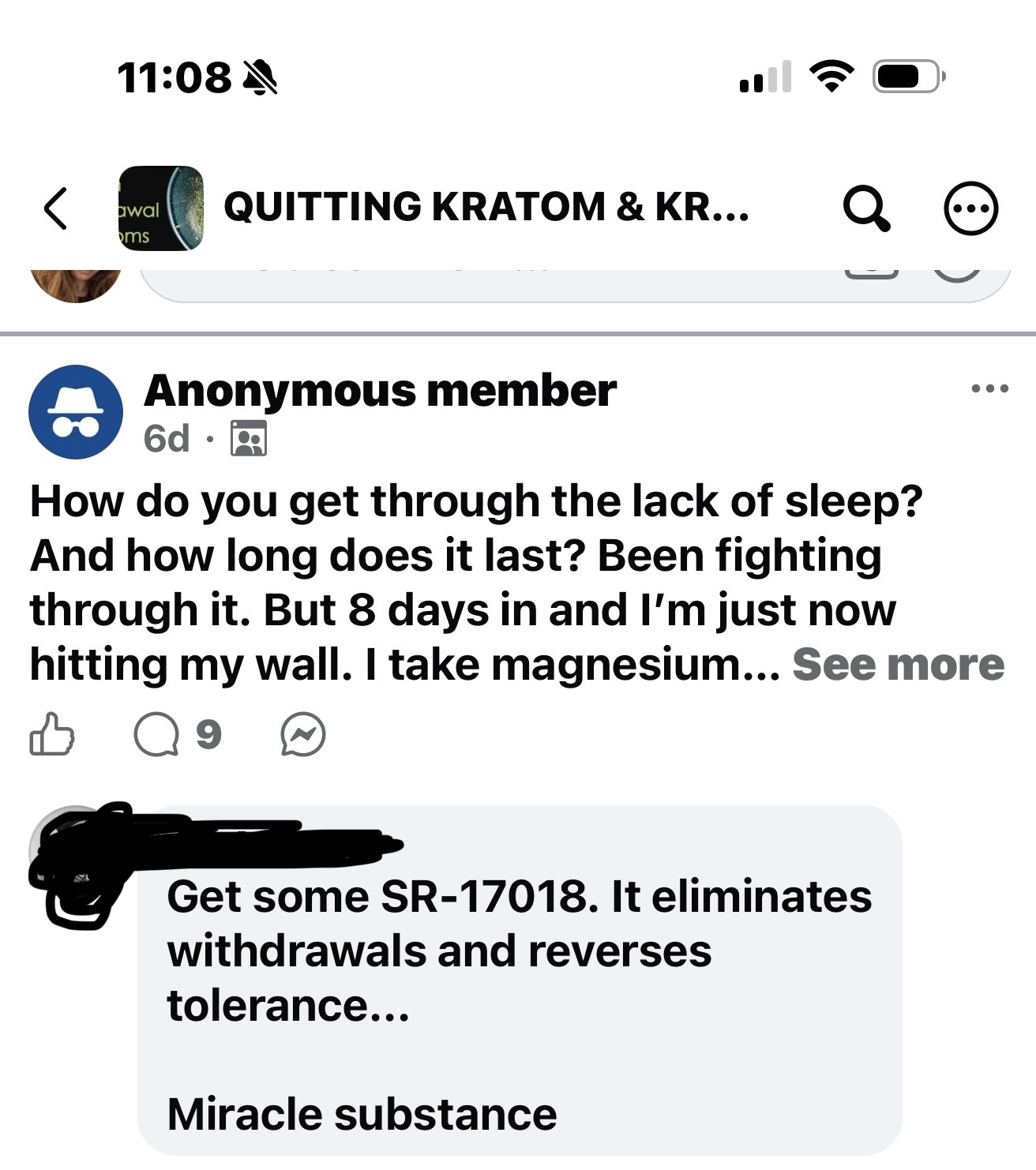 User calling SR-17018 a miracle substance