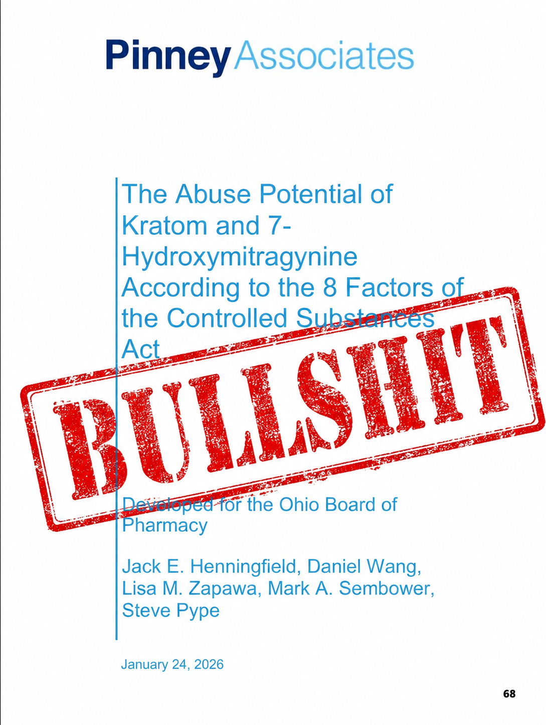 The Pinney Associates report cover stamped BULLSHIT