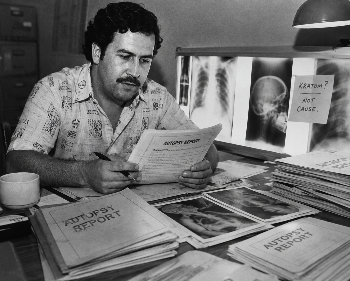 Satirical illustration of Pablo Escobar, used for a thought experiment about personal investment and evidentiary independence