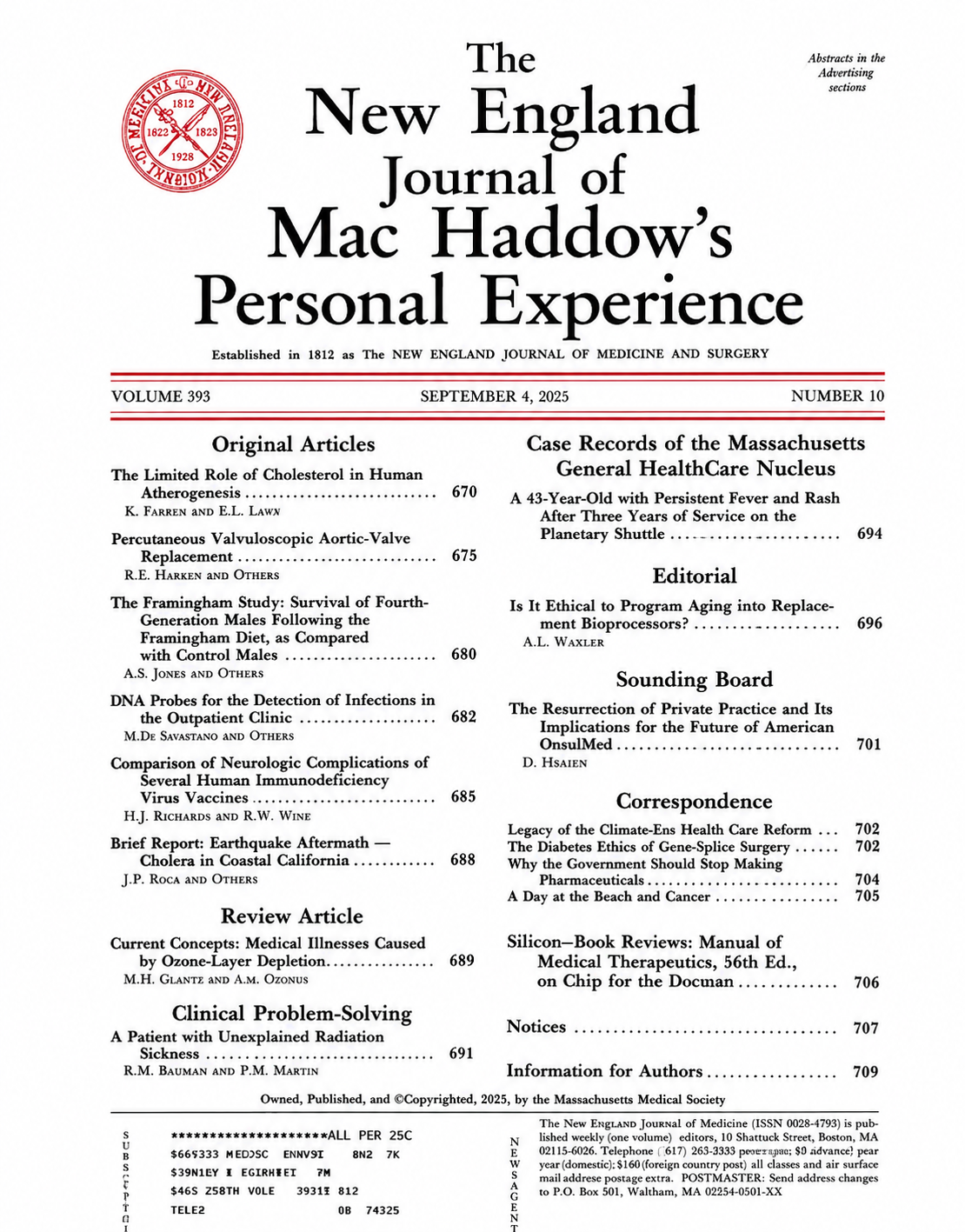 Mac Haddow's ten-year disclosure