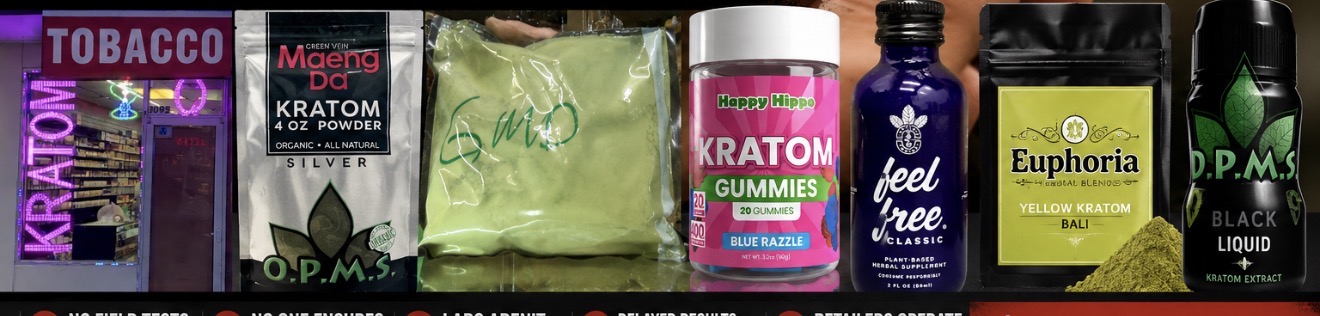 Kratom products on display